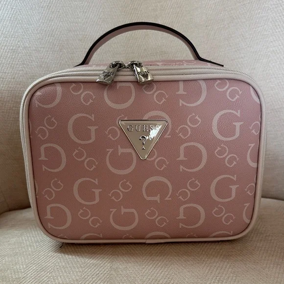 GUESS Blush Pink Logo Cosmetic Case - Picture 3 of 9